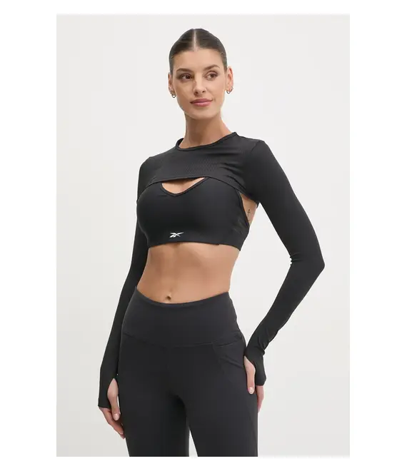 Μακρυμάνικο Reebok χρώμα: μαύρο, 100214304