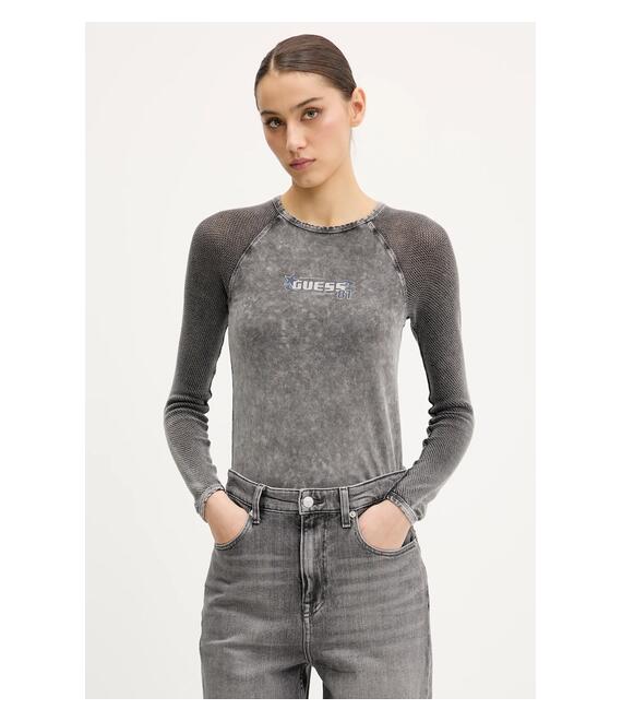 Μακρυμάνικο Guess Originals χρώμα: γκρι, W5GP52 J1314