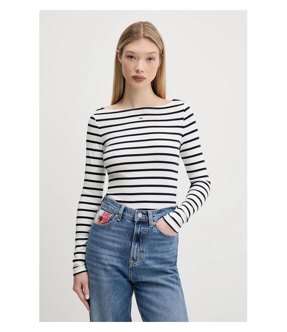 Μακρυμάνικο Tommy Jeans χρώμα: γκρι, DW0DW21350