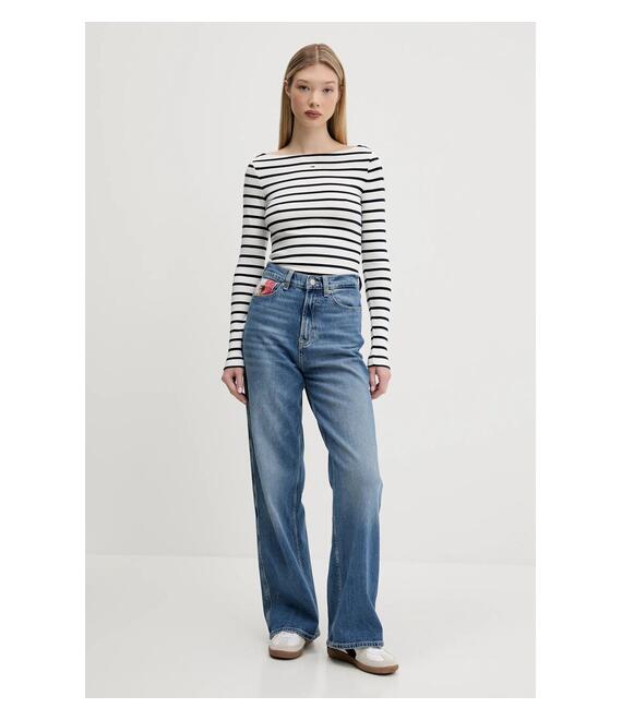Μακρυμάνικο Tommy Jeans χρώμα: γκρι, DW0DW21350