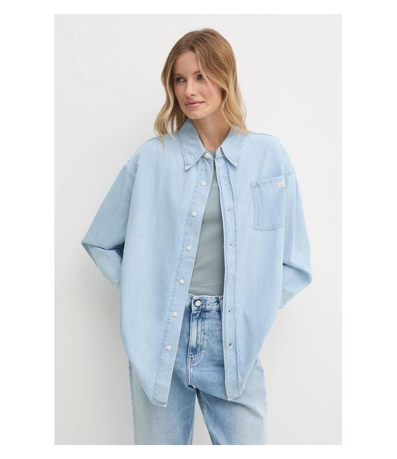 Τζιν πουκάμισο Calvin Klein Jeans χρώμα: μπλε, J20J225010