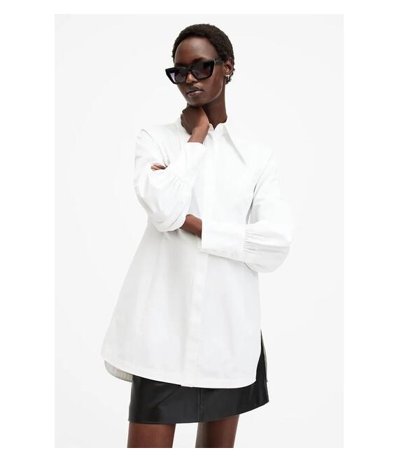 Βαμβακερό πουκάμισο AllSaints MOIRA χρώμα: άσπρο, W083PB
