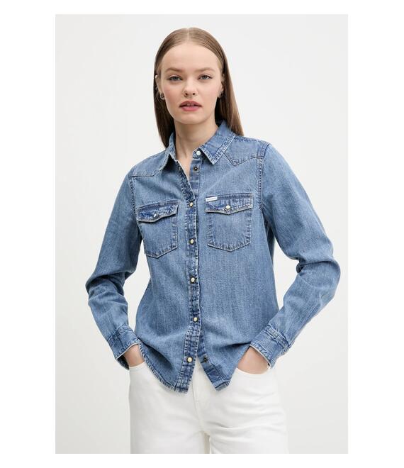 Τζιν πουκάμισο Guess Jeans χρώμα: μπλε, W5RH35 D5M81