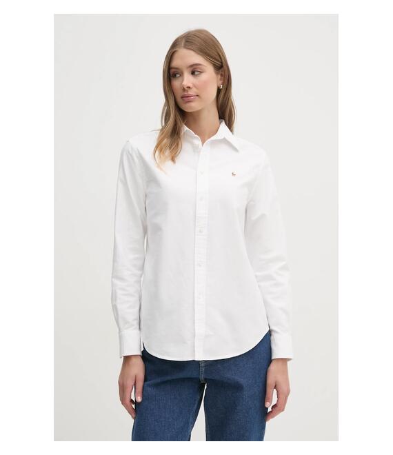 Βαμβακερό πουκάμισο Polo Ralph Lauren χρώμα: άσπρο, 211970736
