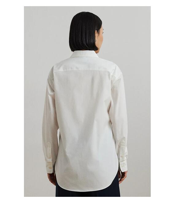 Βαμβακερό πουκάμισο Lauren Ralph Lauren χρώμα: άσπρο, 200932538