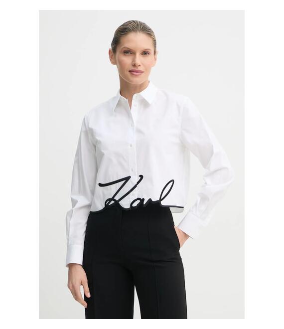 Βαμβακερό πουκάμισο Karl Lagerfeld χρώμα: άσπρο, A1W11002