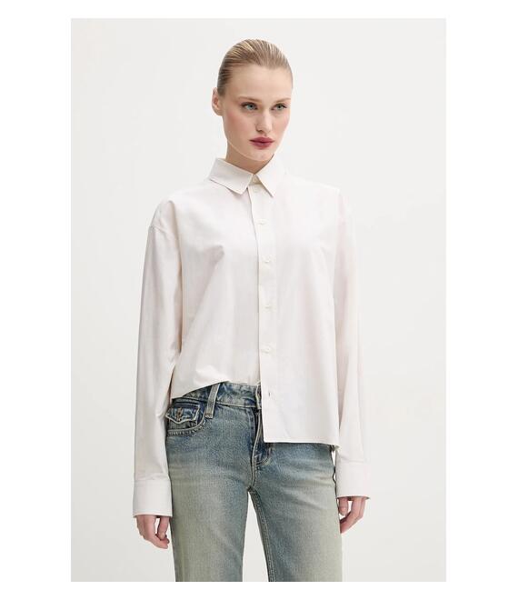 Βαμβακερό πουκάμισο MM6 Maison Margiela χρώμα: μπεζ, S52DT0043