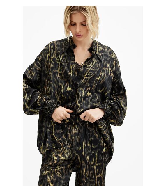 Μεταξωτό πουκάμισο AllSaints CHARLI χρώμα: πολύχρωμο, W050PB