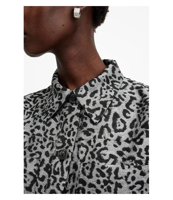 Πουκάμισο AllSaints JEMI χρώμα: ασημί, W114PB