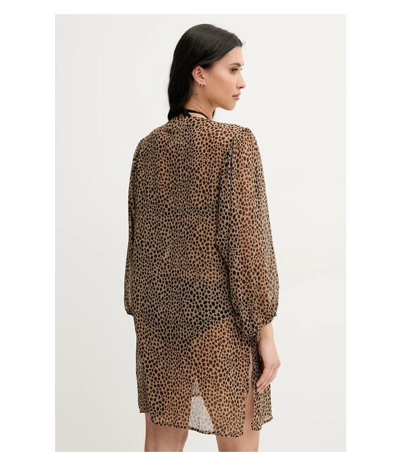 Πουκάμισο MICHAEL Michael Kors χρώμα: καφέ, MM54791