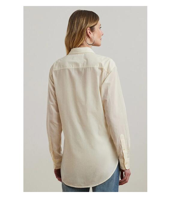 Βαμβακερό πουκάμισο Lauren Ralph Lauren χρώμα: μπεζ, 200963736