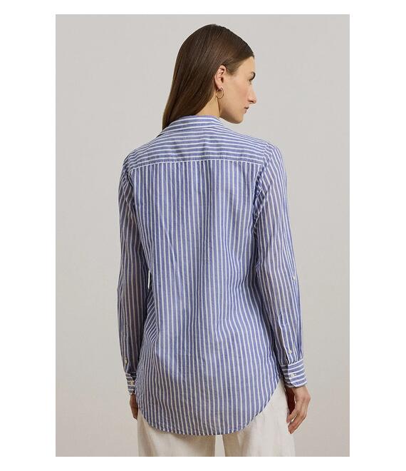 Βαμβακερό πουκάμισο Lauren Ralph Lauren χρώμα: μπλε, 200970150