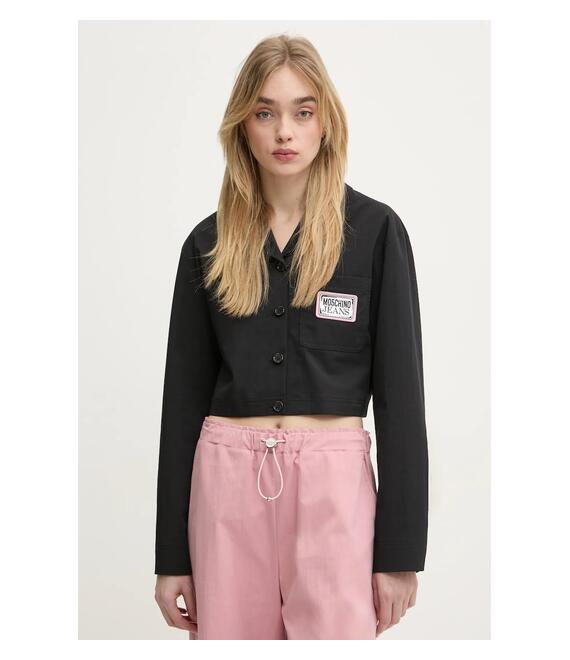 Πουκάμισο Moschino Jeans χρώμα: μαύρο, 0211 3224
