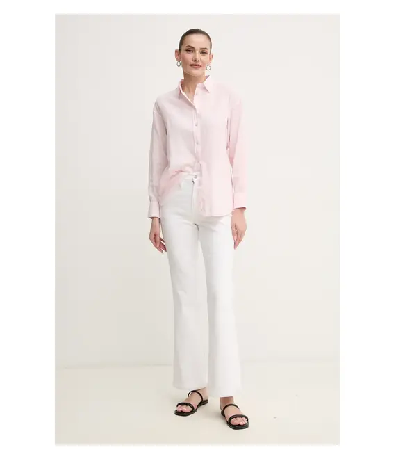 Πουκάμισο από λινό Pepe Jeans CHIPPER χρώμα: ροζ, PL304993