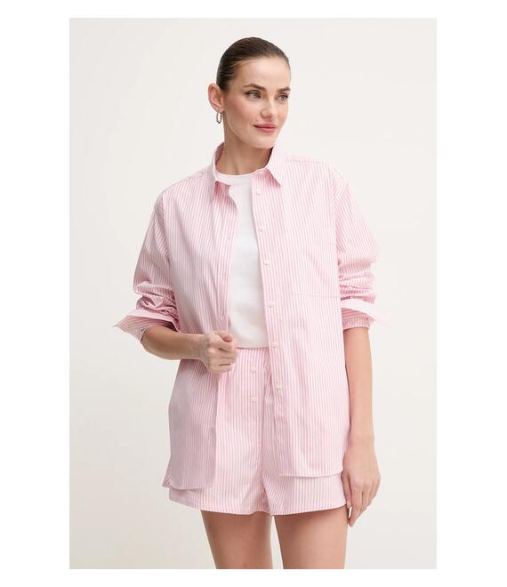 Βαμβακερό πουκάμισο Lacoste χρώμα: ροζ, CF0215
