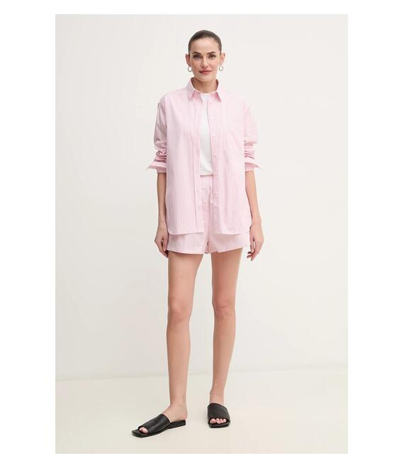 Βαμβακερό πουκάμισο Lacoste χρώμα: ροζ, CF0215