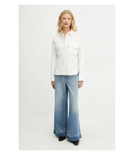 Βαμβακερό πουκάμισο Weekend Max Mara χρώμα: μπεζ, 2515111021600