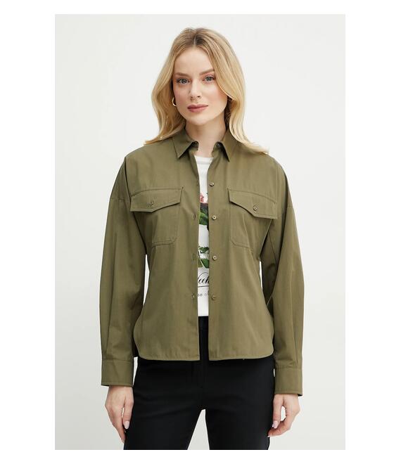Βαμβακερό πουκάμισο Weekend Max Mara χρώμα: πράσινο, 2515111021600