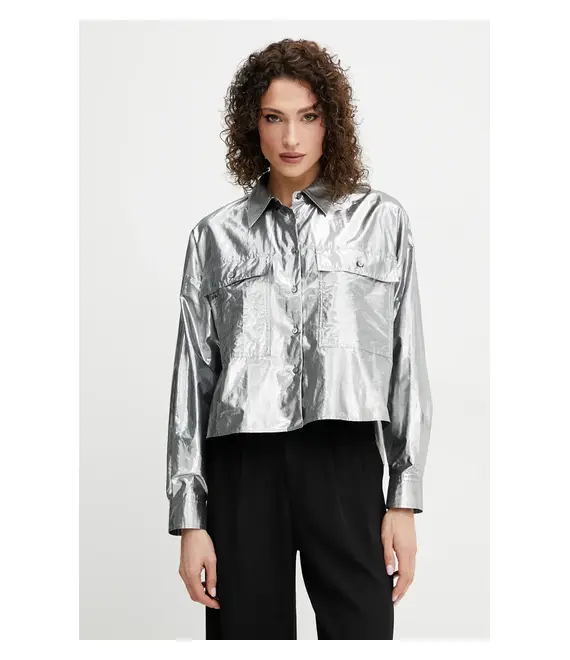 Πουκάμισο Weekend Max Mara χρώμα: ασημί, 2515111061600