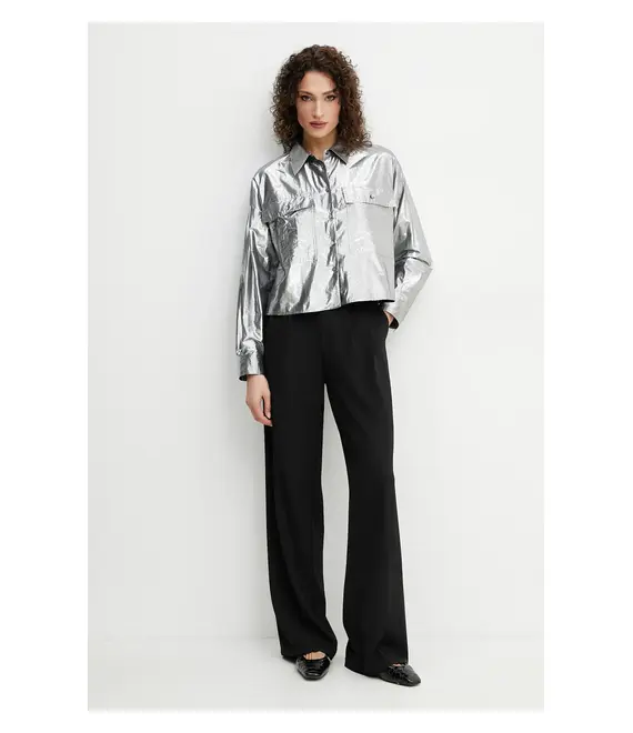 Πουκάμισο Weekend Max Mara χρώμα: ασημί, 2515111061600