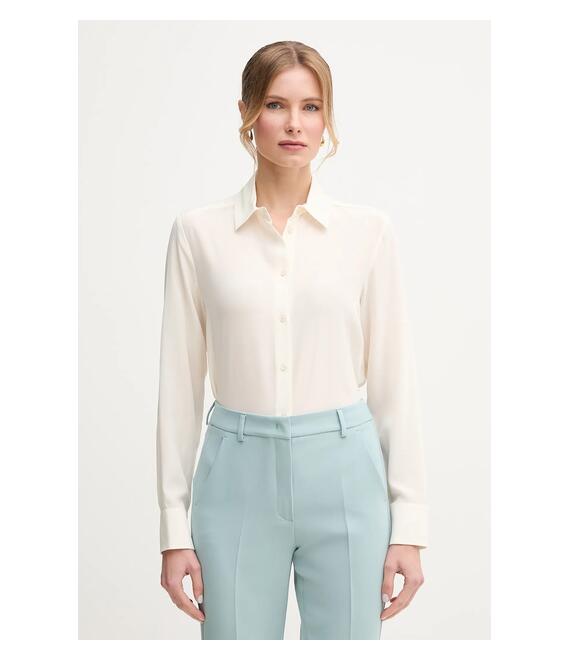 Μεταξωτό πουκάμισο Weekend Max Mara χρώμα: μπεζ, 2515111161600