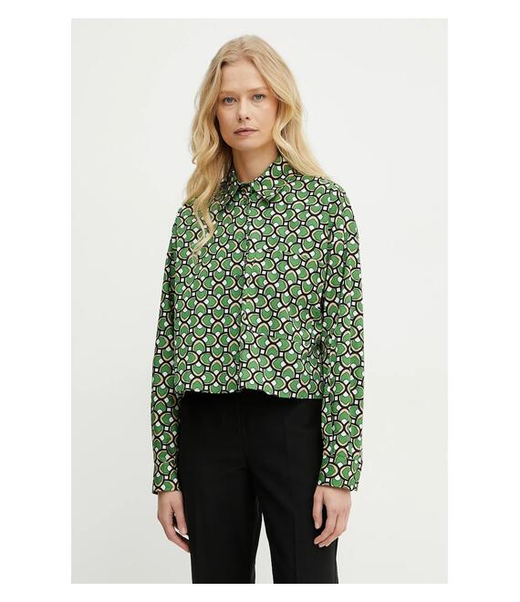 Βαμβακερό πουκάμισο Weekend Max Mara χρώμα: πράσινο, 2515111112600