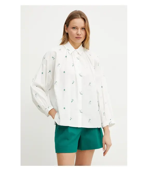 Βαμβακερό πουκάμισο Weekend Max Mara χρώμα: άσπρο, 2515111132600