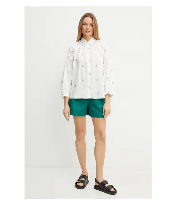 Βαμβακερό πουκάμισο Weekend Max Mara χρώμα: άσπρο, 2515111132600