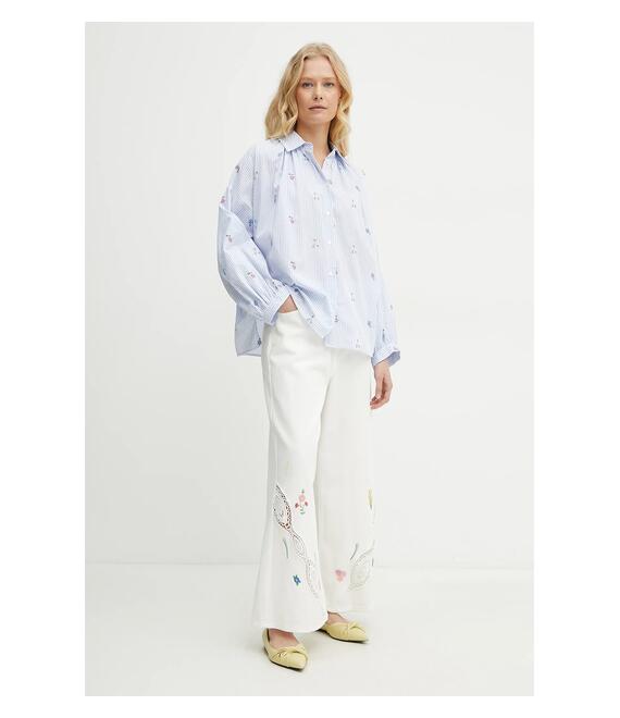 Βαμβακερό πουκάμισο Weekend Max Mara χρώμα: μπλε, 2515111132600