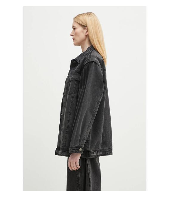 Βαμβακερό τζιν πουκάμισο adidas Originals DENIM SHIRT JKT χρώμα: μαύρο, JY8882