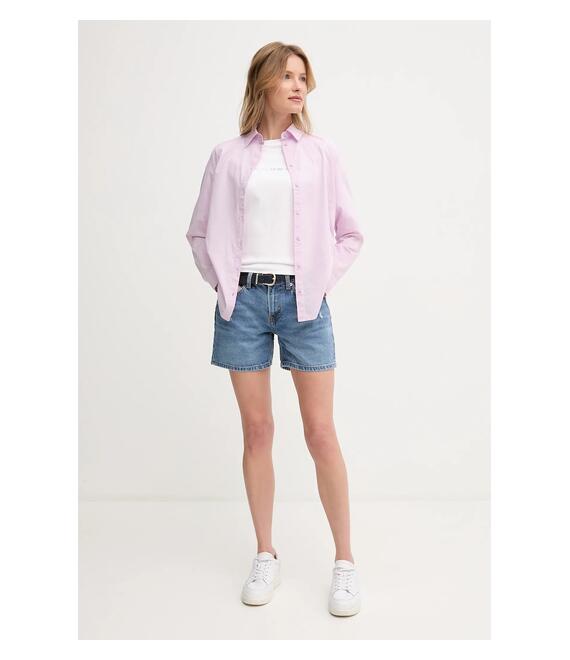 Βαμβακερό πουκάμισο United Colors of Benetton χρώμα: ροζ, 5WPQDQ0AX