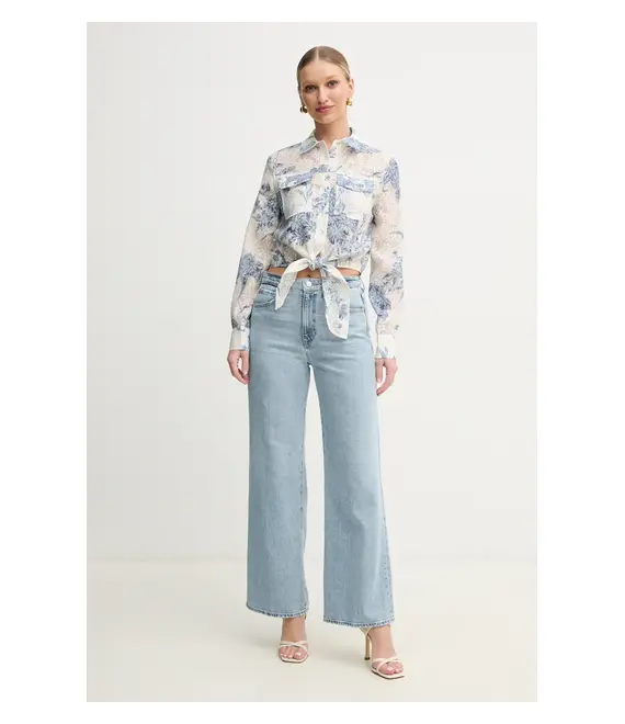 Πουκάμισο Guess ADELAIDE χρώμα: μπεζ, W5GH03 WH4K2