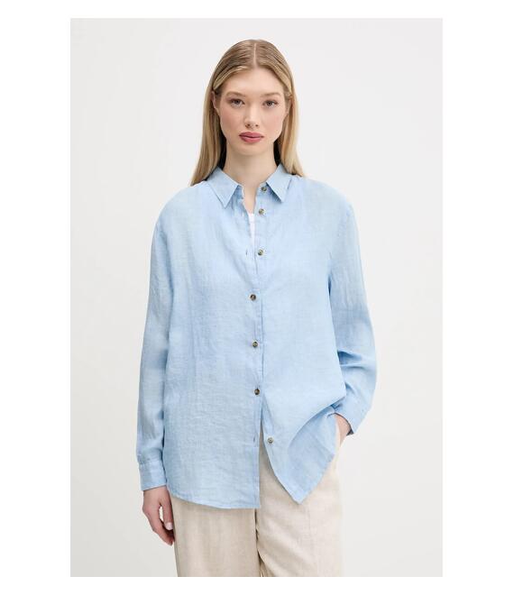 Πουκάμισο από λινό Superdry χρώμα: μπλε, W4010463A-F5P