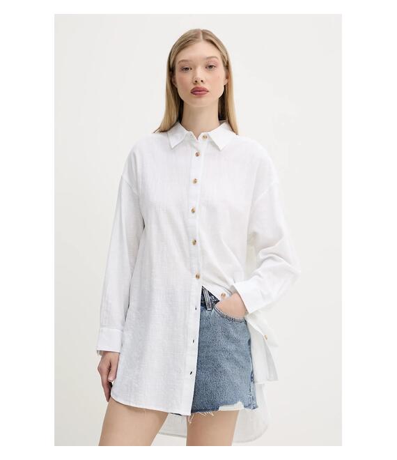 Βαμβακερό πουκάμισο Superdry χρώμα: άσπρο, W4010470A-01C