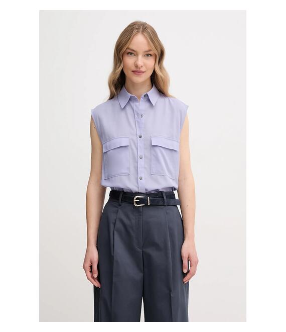 Βαμβακερό πουκάμισο Calvin Klein χρώμα: μοβ, K20K208224