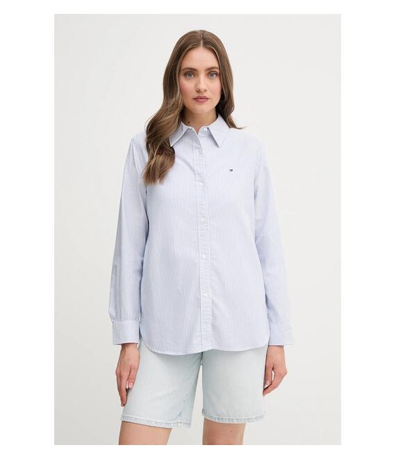 Βαμβακερό πουκάμισο Tommy Hilfiger χρώμα: μπλε, WW0WW46111