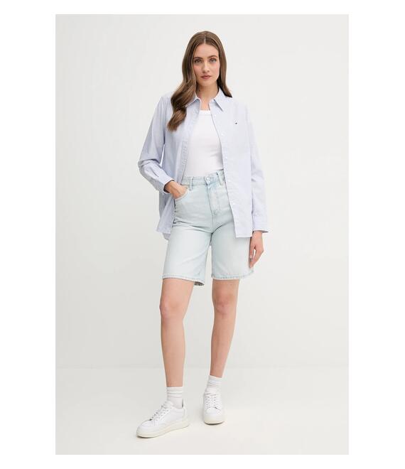 Βαμβακερό πουκάμισο Tommy Hilfiger χρώμα: μπλε, WW0WW46111