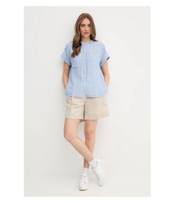 Πουκάμισο από λινό Tommy Hilfiger χρώμα: μπλε, WW0WW44715