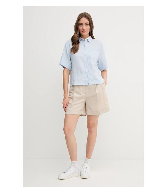 Πουκάμισο από λινό Tommy Hilfiger χρώμα: μπλε, WW0WW44720