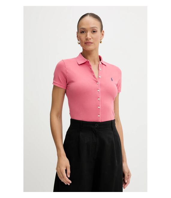 Βαμβακερό μπλουζάκι πόλο Polo Ralph Lauren χρώμα: πορτοκαλί, 211965095