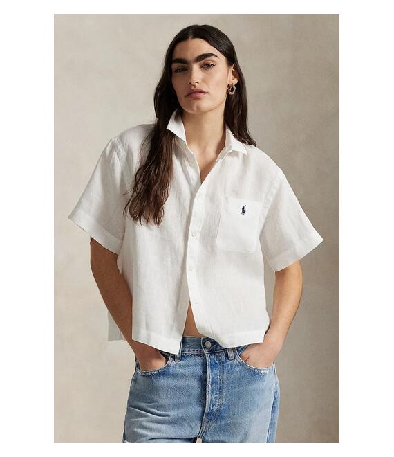 Πουκάμισο από λινό Polo Ralph Lauren χρώμα: άσπρο, 211965847