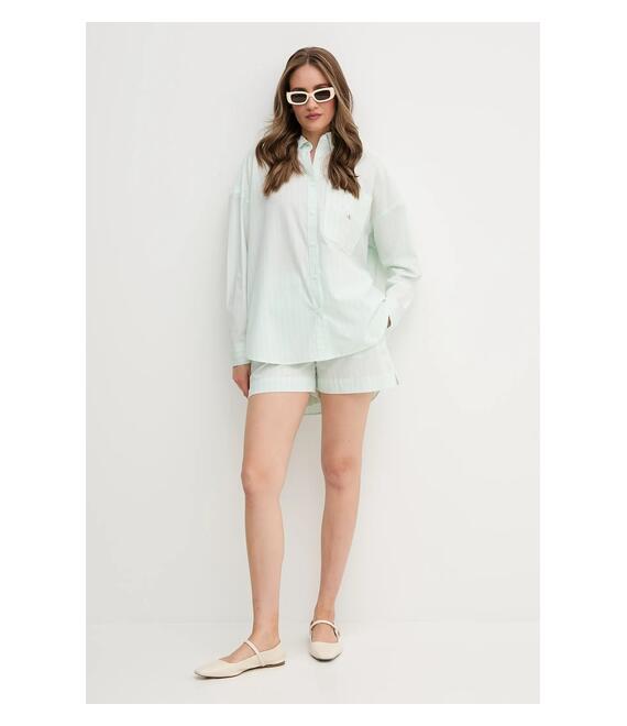 Βαμβακερό πουκάμισο Calvin Klein Jeans χρώμα: πράσινο, J20J225411