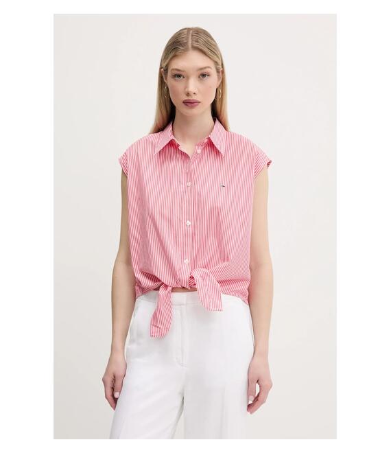 Βαμβακερό πουκάμισο Tommy Jeans χρώμα: ροζ, DW0DW20291