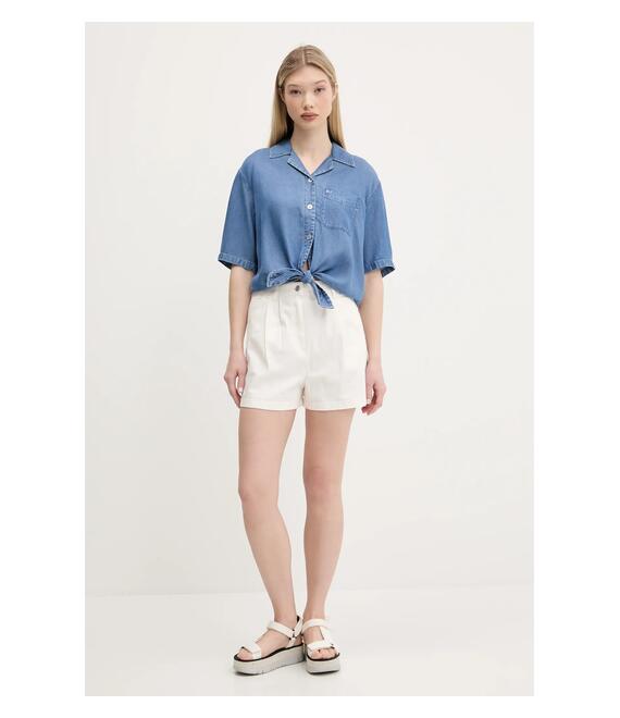 Πουκάμισο Tommy Jeans χρώμα: μπλε, DW0DW20603
