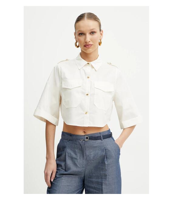 Βαμβακερό πουκάμισο Marciano Guess PAT χρώμα: μπεζ, 5GGH27 7315A