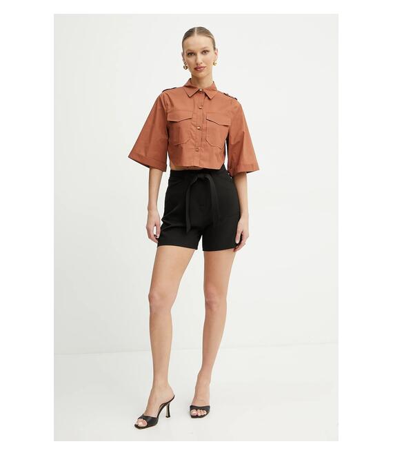 Βαμβακερό πουκάμισο Marciano Guess PAT χρώμα: καφέ, 5GGH27 7315A