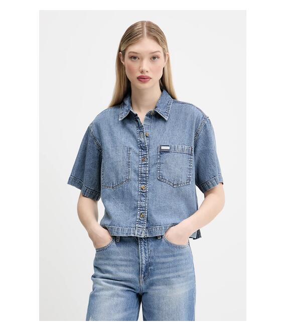 Τζιν πουκάμισο Guess Jeans χρώμα: μπλε, W5GH0F D5M81