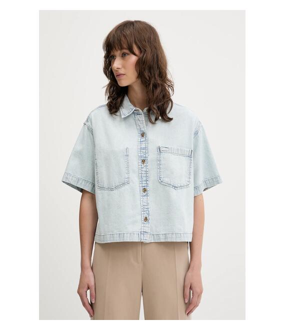 Τζιν πουκάμισο Guess Jeans χρώμα: μπλε, W5GH0F D5M83