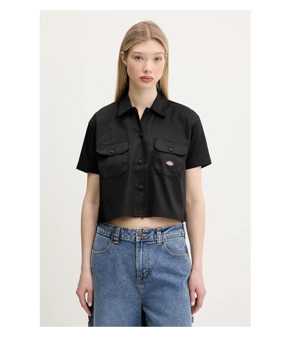 Πουκάμισο Dickies χρώμα: μαύρο, DKDFS573BLK1