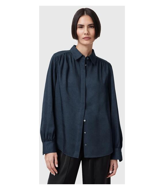 Πουκάμισο AllSaints AGGIE χρώμα: ναυτικό μπλε, W039PC